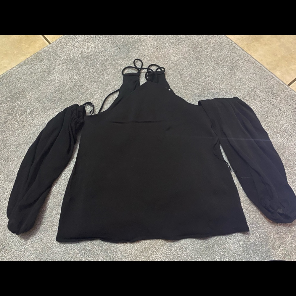 Open Shoulder long sleeve black top size small